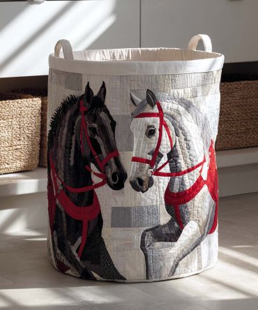 Royal Pair Quilted Laundry Hamper — Regal Decorative Fabric Basket With Reinforced Seams, Foldable Portability & Protective Inner Liner