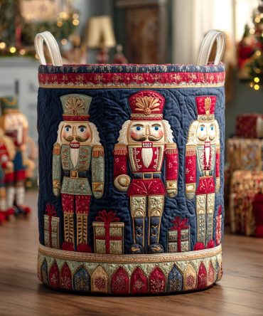 Quilted Laundry Basket - Royal Trio Pattern , Large Foldable Hamper, Reinforced Handles, Durable Liner, Decorative Storage For Home & Gift