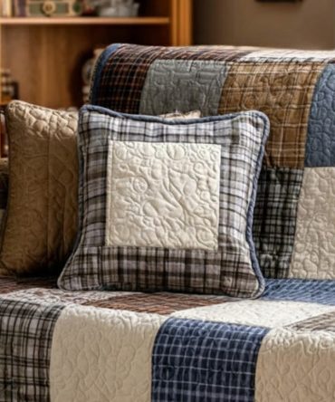 Rustic Comfort Quilted Pillow Cover - Cozy Country Throw Pillowcase For Farmhouse, Cabin & Warm Layered Home Styling