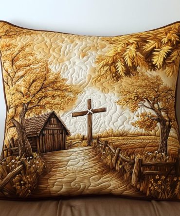 Rustic Grace Quilted Pillow Cover — Country Chic Throw Pillow Sham With Warm Textured Quilting For Farmhouse & Cabin Decor (Durable)
