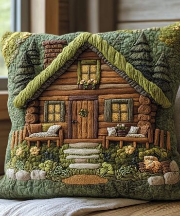 Rustic Ridge Quilted Throw Pillow Cover - Cozy Lodge Decorative Pillowcase For Rustic Home, Farmhouse Living Room Accent