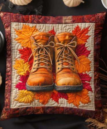 Rustic Autumn Charm Quilted Pillow Cover — Warm Harvest Decorative Throw Pillowcase, Textured Quilting, Durable & Machine Washable
