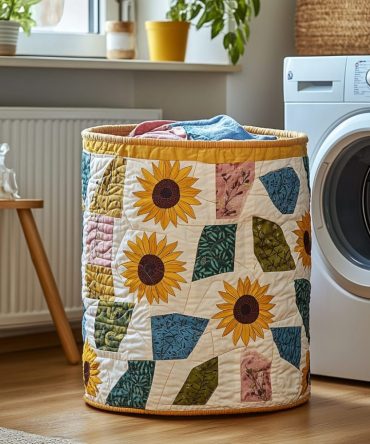 Rustic Bloom Quilted Fabric Laundry Hamper — Country Floral Design, Durable Collapsible Basket For Closet & Bath
