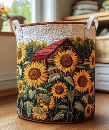 Rustic Bloom Quilted Laundry Hamper — Country Floral Fabric Basket, Foldable Laundry Organizer With Strong Handles
