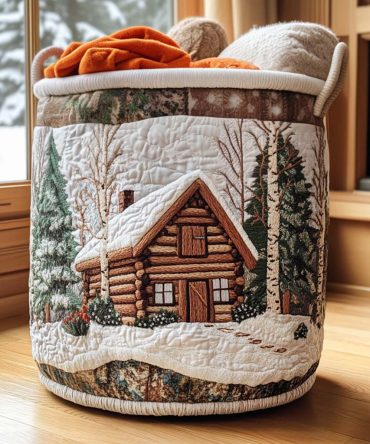 Rustic Cabin Quilted Laundry Hamper — Classic Quilted Clothes Basket, Collapsible & Durable For Lodge, Entryway Or Bedroom Organization