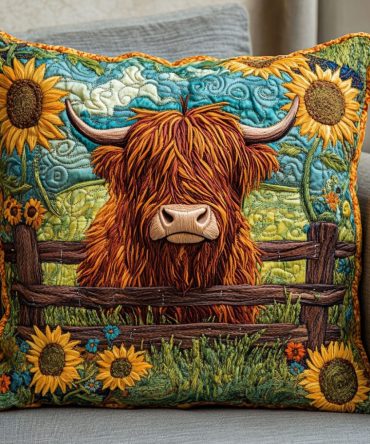 Rustic Fence Cow Quilted Pillow Cover — Country Farmhouse Throw With Vintage Fence Motif , Durable Quilting, Machine‑Washable, Classic Accent