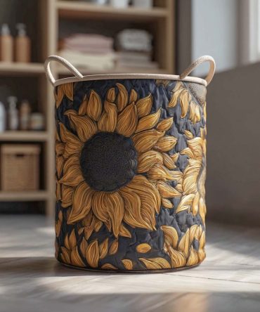 Rustic Glow Quilted Laundry Basket – Large Foldable Fabric Hamper With Strong Handles, Machine-Washable Liner & Warm Country Style
