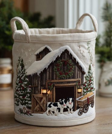Rustic Herd Quilted Laundry Hamper — Country Chic Foldable Fabric Storage Basket, Quilted Laundry Organizer For Bedroom & Cabin