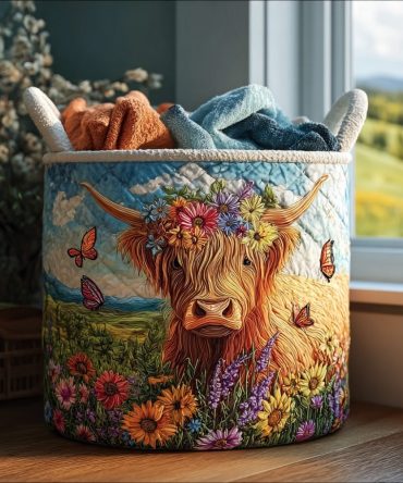 Farmhouse Rustic Highland Quilted Laundry Hamper — Collapsible, Cotton-Lined Laundry Basket For Bedroom, Bath & Closet Storage
