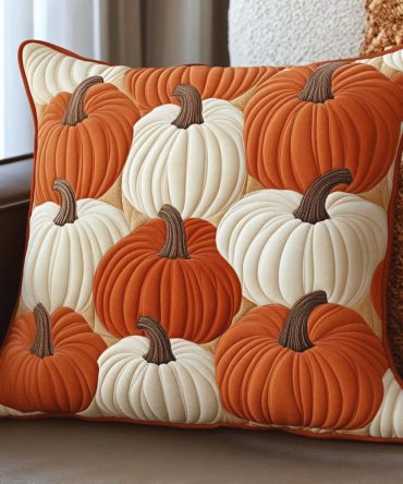 Rustic Lanterns Quilted Pillow Cover — Warm Fall Throw Pillowcase For Porch & Living Room, Country Accent Sham With Cozy Lantern Motif
