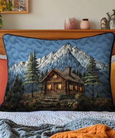 Rustic Log Cabin Quilted Pillow Cover — Heritage-Inspired Decorative Pillowcase For Warm, Cozy Living & Mountain Retreats