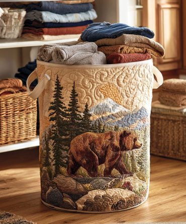 Rustic Range Quilted Fabric Laundry Hamper — Large Decorative Soft-Side Laundry Bin For Bedroom & Bathroom, Collapsible