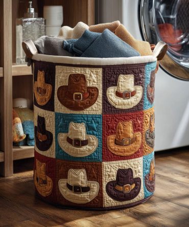 Rustic Rodeo Quilted Cotton Laundry Hamper — Western-Themed Foldable Storage Basket With Handles For Country-Style Home & Ranch Décor