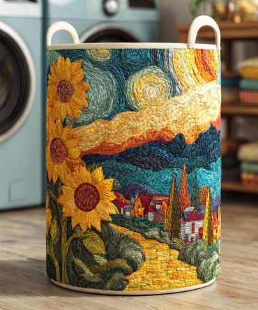 Rustic Sun Trail Quilted Clothes Hamper — Heavy-Duty Collapsible Laundry Basket With Cozy Cabin Style For Bedroom & Cottage Living