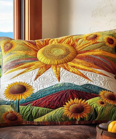 Rustic Sunlight Symphony Quilted Pillow Cover — Warm Earth-Toned Decorative Sham, Soft Cotton-Blend, Cozy Farmhouse & Cabin Accent