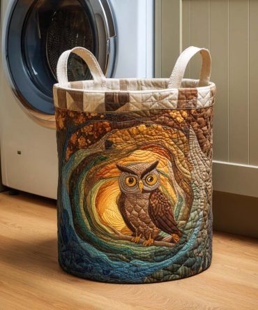 Rustic Watcher Quilted Laundry Hamper — Charming Country-Style Fabric Basket With Durable Handles, Spacious Interior & Foldable Design