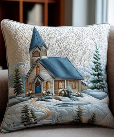 Sacred Christmas Light Quilted Pillow Cover — Serene Nativity-Inspired Quilted Throw Case, Elegant Holiday Mantel Accent, Durable & Washable