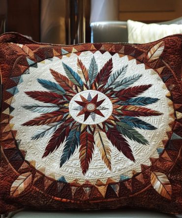 Sacred Design Quilted Pillow Cover — Geometric Spiritual Motif, Subtle Neutral Tones, Soft Quilting, Stylish Accent For Meditation Corners