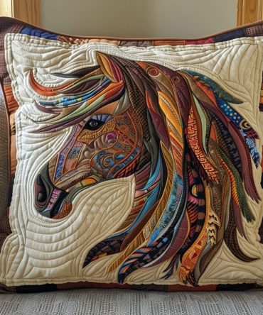 Sacred Hoofbeats Quilted Horse Pillow Cover — Rustic Equestrian Decorative Throw Case With Timeless Hoofprint Motif For Home Decor