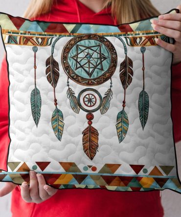 Sacred Hoop Quilted Pillow Cover — Boho-Chic Decorative Pillowcase With Quilted Detailing For Sofa & Bed, Textured Accent Perfect For Modern Bohemian Interiors