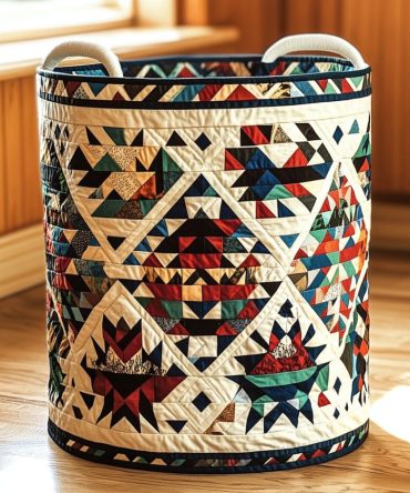 Sacred Quilt Quilted Fabric Hamper - Heritage-Inspired Collapsible Laundry Basket For Classic Home Organization