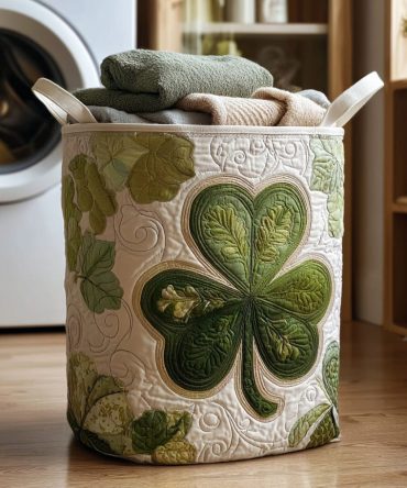 Sacred Verdant Path Quilted Laundry Hamper — Earthy Collapsible Fabric Basket, Breathable & Washable With Reinforced Handles For Green Home Styling