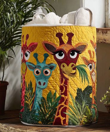 Safari Whimsy Quilted Laundry Basket — Fun Animal Print Foldable Fabric Hamper For Kids’ Rooms, Nursery & Playroom Storage