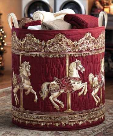 Saffron Mirage Quilted Laundry Hamper — Warm Saffron Quilted Fabric Basket, Collapsible Decorative Storage With Handles For Cozy Home Organization