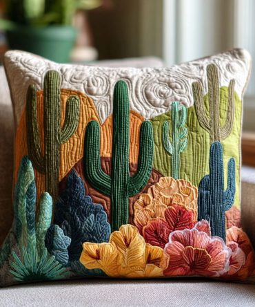 Sagebrush Horizon Quilted Pillow Cover — Rustic Western Sage Motif Decorative Sham, Textured Cotton-Blend Accent For Cozy Interiors