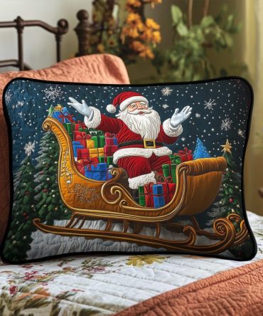 Santa Joy Quilted Pillow Cover — Cheerful Christmas Throw Pillow Case With Festive Santa Design For Seasonal Home Décor & Gift Sets