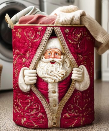 Santa Reveal Quilted Christmas Laundry Hamper — Collapsible Festive Basket With Cheerful Holiday Print For Seasonal Storage