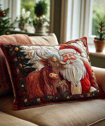 Santa Wish Quilted Pillowcase - Charming Holiday Decorative Pillow Cover For Couch & Bed, Classic Festive Accent