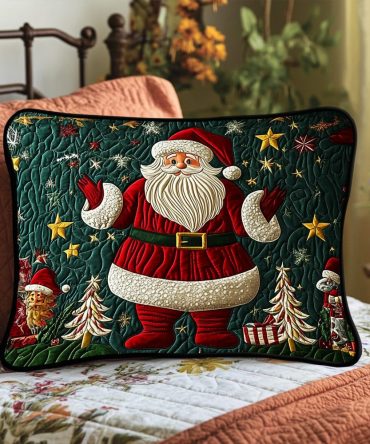 Santa'S Workshop Quilted Pillow Sham, Magical Christmas Toyshop Throw Pillow Cover For Holiday Decorations, Soft Quilted & Machine Washable