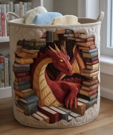Scarlet Scholar Quilted Laundry Hamper — Large Foldable Red Fabric Storage Basket With Handles, Classic Library-Inspired Organizer For Home