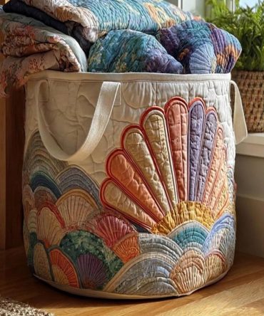 Sea Dreams Quilted Laundry Hamper - Coastal Foldable Laundry Basket With Reinforced Handles, Nautical Ocean Print For Home & Beach House