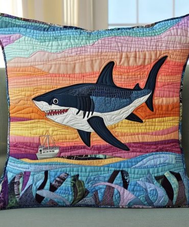 Sea Titan Quilted Pillowcase - Dramatic Nautical Monster Print, Durable Quilted Cushion Cover For Bold Coastal Rooms