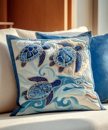 Seashell Journey Quilted Pillow Cover — Coastal Throw Pillowcase For Beach House & Living Room, Nautical Accent Sham With Textured Seashell Design