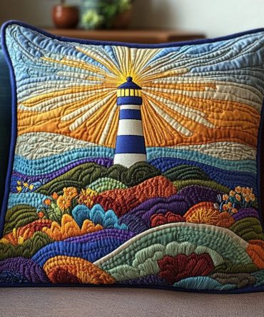 Seaside Sentinel Quilted Pillow Cover — Durable Coastal Pillowcase For Bed & Couch, Textured Quilt Finish, Easy-Care Decorative Accent For Beach Homes