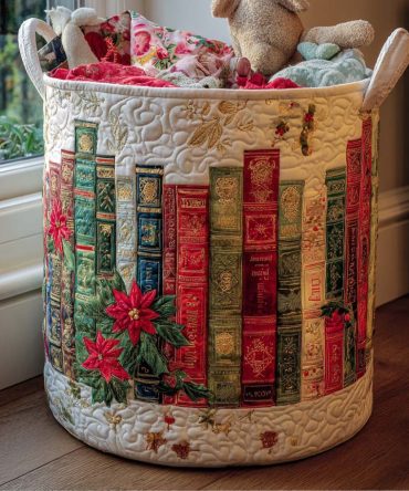 Seasonal Shelves Quilted Laundry Hamper — Decorative Foldable Basket, Spacious Capacity, Reinforced Handles & Easy Storage