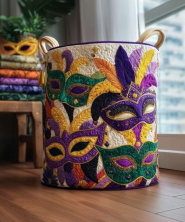 Secret Mardi Quilted Laundry Hamper — Stylish Fabric Laundry Basket With Reinforced Handles, Machine-Washable & Space-Saving Design