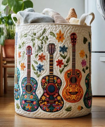 Serenade For Souls Quilted Laundry Hamper — Decorative Fabric Basket With Quilted Motif, Collapsible & Washable For Stylish Home Organization