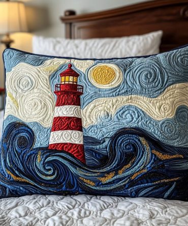 Serene Sands Quilted Pillow Sham, Coastal Beach Throw Pillow Cover For Calm Nautical & Coastal Bedrooms, Soft Textured, Easy Care