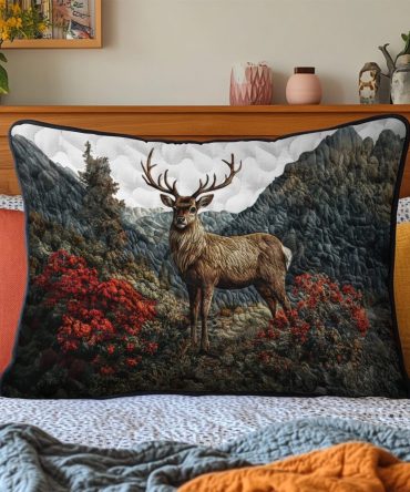 Elegant Serene Doe Quilted Decorative Pillow Cover - Luxurious Soft Bedding Sham For Bedroom, Machine Washable
