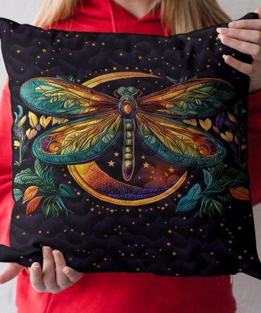 Serene Dragonfly Quilted Accent Pillow Cover — Tranquil Nature Design For Sofa, Bed & Patio, Soft Cotton Texture, Hypoallergenic, Machine-Washable