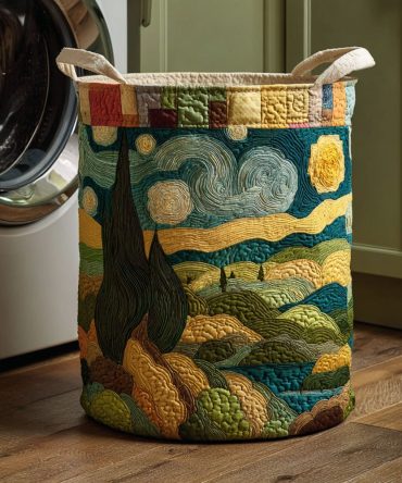 Serene Meadow Quilted Laundry Hamper — Soft Floral Meadow Print Collapsible Laundry Basket For Nursery, Bedroom & Cottage Decor