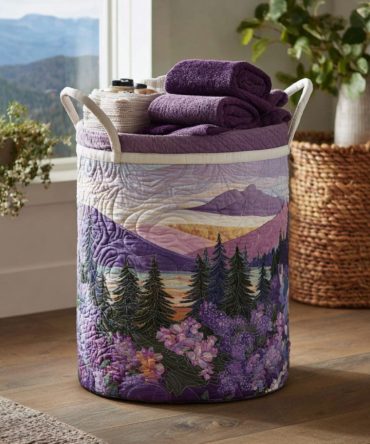 Serenity Bloom Quilted Laundry Hamper — Calm Floral Storage Basket, Collapsible Fabric Organizer For Bedrooms & Closets
