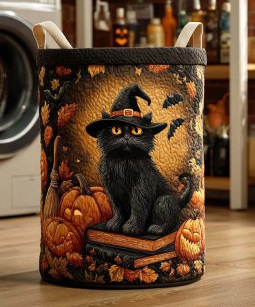 Shadow Whisker Quilted Laundry Hamper – Sleek Dark Cat Whisker Print Collapsible Fabric Basket, Large Capacity Stylish Storage For Bedrooms & Pet Areas