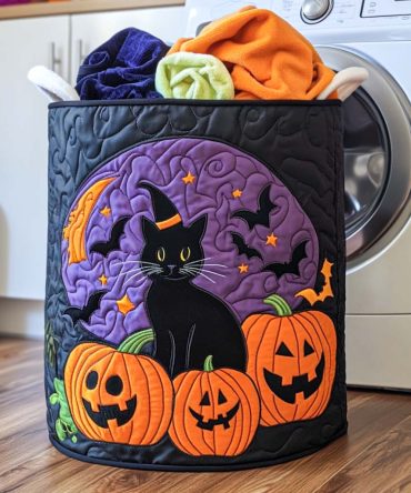 Shadow Whispers Quilted Laundry Hamper - Sleek Dark Fabric Basket With Sturdy Handles, Large Capacity & Compact Foldability