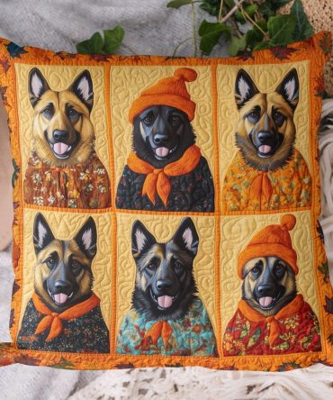 Shepherd Comfort Quilted Pillow Cover — Serene Shepherd Motif Decorative Throw Pillow Case, Quilted Cozy Accent For Country & Farmhouse Style