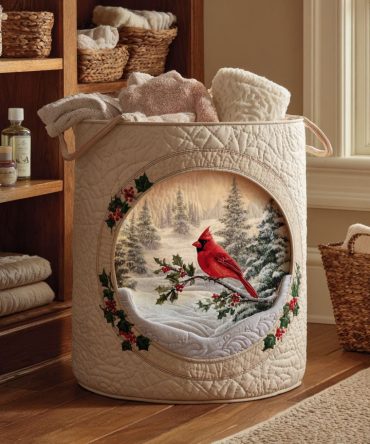 Silent Meadow Quilted Fabric Laundry Hamper — Large-Capacity Foldable Laundry Basket With Reinforced Handles For Bedroom & Bathroom Décor